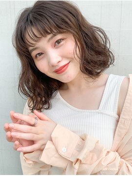 メイクス 表参道(MAKE'S omotesando) 切りっぱなしロブ × くせ毛風パーマ