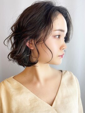 モリオフロムロンドン 原宿本店(morio from London) 【morio 原宿】ボブ　ゆるふわパーマ　前髪なし　宮本