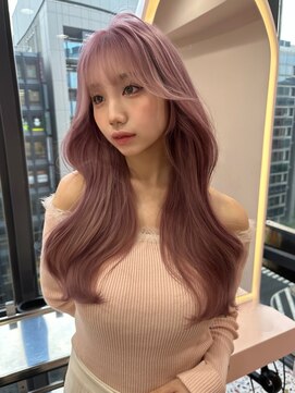 ボタン シブヤ(VOTAN SHIBUYA) 韓国ヘア/顔まわりカット/前髪あり/ピンクベージュ/