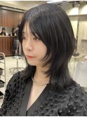 韓国ヘアーハッシュカットレイヤーカットグレージュブリーチ無し