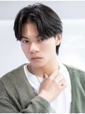 アッシュブラックマッシュパーマ刈り上げツーブロック