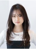 20代30代かわいい/顔まわりレイヤー/前髪/シースルーバング