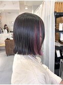 ホワイトグレージュミニウルフデジタルパーマチェリーブラウン