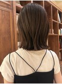 秋のモーブブラウン/切りっぱなしロブ/結べるボブ細めハイライト