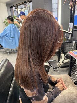 白髪ぼかし ピンク艶カラー