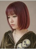 ブリーチハイトーンピンク前下がりレイヤーボブ20代30代かわいい