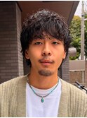 メンズベリーショートルーズショート無造作シャドウパーマ緩め