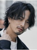 フェザーパーマセンターパートウルフカットシャドウパーマ