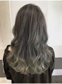 【GiseL】パールシルバー☆グラデーションブリーチダブルカラー