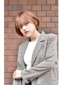 オレンジベージュ_大人ボブ_前下がりボブ_ショートボブ