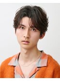 韓国ヘアカルマパーマカルマバングセンターパート黒髪ウルフ