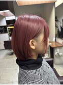 wine pink × feminine bob