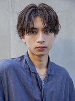 小久保styleフェザーパーマグレーブルーカラー刈り上げショート