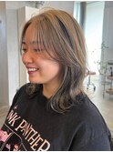 ブリーチありハイトーンベージュローライトミディアムレイヤー