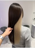 ハイトーンブリーチインナーカラーホワイトベージュ