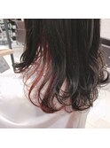 インナーカラー　ワインレッドピンク