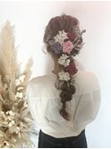 卒業式アレンジ　ロング編みおろしアレンジ
