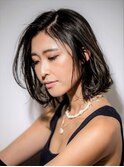 暗めカラー 顔周りカット 髪質改善 ボブ 暗髪 レイヤーカット