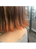 切りっぱなしボブ×オレンジ裾カラー