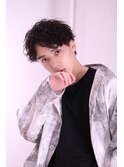 セクシーセンターパート 無造作ウェーブパーマ ウェット束感
