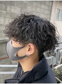 ウルフ/アッシュブラック/カルマパーマ/ベリーショート/ウルフ