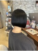 ミニボブ×暗めカラー×切りっぱなし20代30代40代艶感