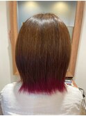 エンドカラー/レッドカラー/ミディアムボブ