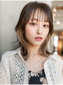 20代30代かわいい/顔まわりレイヤー/前髪/アンブレラカラー