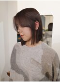 【切りっぱなしボブ/Piu-】ミディアムボブ/ 透明感カラー