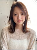 韓国ヘア レイヤーカット 小顔 ココアベージュ 黒髪"