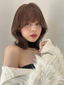 ポイントファイブバイソレイユ 豊橋駅前大通店(.5 by SOLEIL) ミディアム顔周りレイヤー韓国くびれヘア艶感マロンベージュ