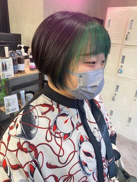 デバイス 東川口(DEVICE) 前髪インナーグリーン　前下がりショート