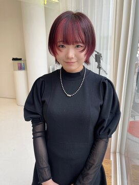 ハイブ 金沢(Hive) ブリーチフェイスフレーミングインナーピンクブラウンボブウルフ