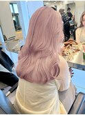韓国ミルクティーピンクアッシュベージュカラー30代原宿ブリーチ