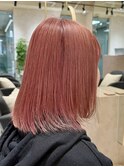 大人可愛い！テラコッタピンクのヘルシーボブ