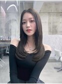 美髪韓国レイヤーイメチェン似合わせチェリーブラウンミニウルフ