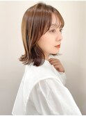 くびれヘアアプリコットオレンジ夏ヘアハイライトカラー