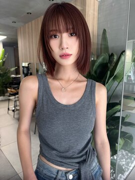 ミンクス 原宿店(MINX) くびれヘア アプリコットオレンジ ハイライトカラー 原宿