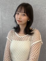 アース 三軒茶屋店(HAIR&MAKE EARTH) 三軒茶屋_レディース_セミロング_コテ巻き_くびれ巻き_黒髪_小顔