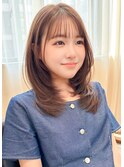 韓国風レイヤーカット顔まわりレイヤーくびれミディアムレイヤー