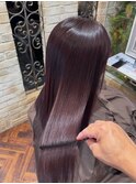 サラツヤロングレイヤー　ピンクブラウン