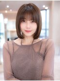チョコグレージュ/20代30代大人かわいい/ミディアムレイヤー