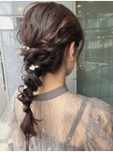 結婚式ヘアセット編みおろしアップスタイル