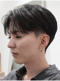 メンズセンターパートウルフセンターパートニュアンスパーマ襟足