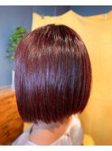 前下がりボブ。ブロッサムカラー