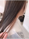 大人可愛い透明感ナチュラル黒髪暗髪×インナーカラーベージュ
