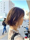 イヤリングカラー/インナーカラー/オリーブ/ベージュ/秋カラー