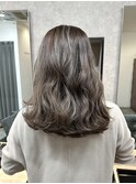グレーベージュ/レイヤーロング/アッシュカラー/黒髪【稲毛】