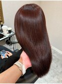 シンプルストレート大人ミディナチュラルレッドブラウン立川