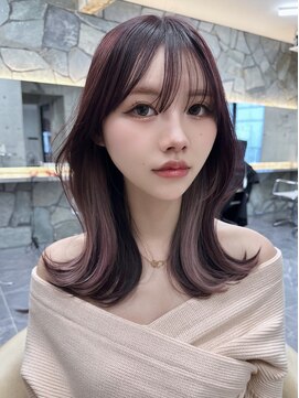 サイン 渋谷(SIGN) レイヤーカットインナーカラーイヤリングカラー色落ち綺麗渋谷